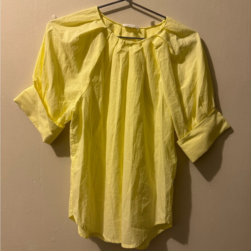 A.L.C. Carey Pleat Poplin Top in Canary Yellow size 2 - Picture 2 of 12